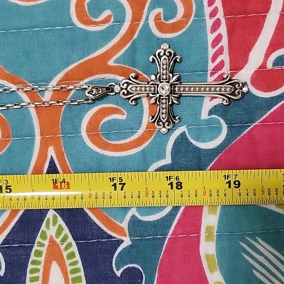 Brighton Alcazar Cross Long Silver Necklace - Picture 6 of 7